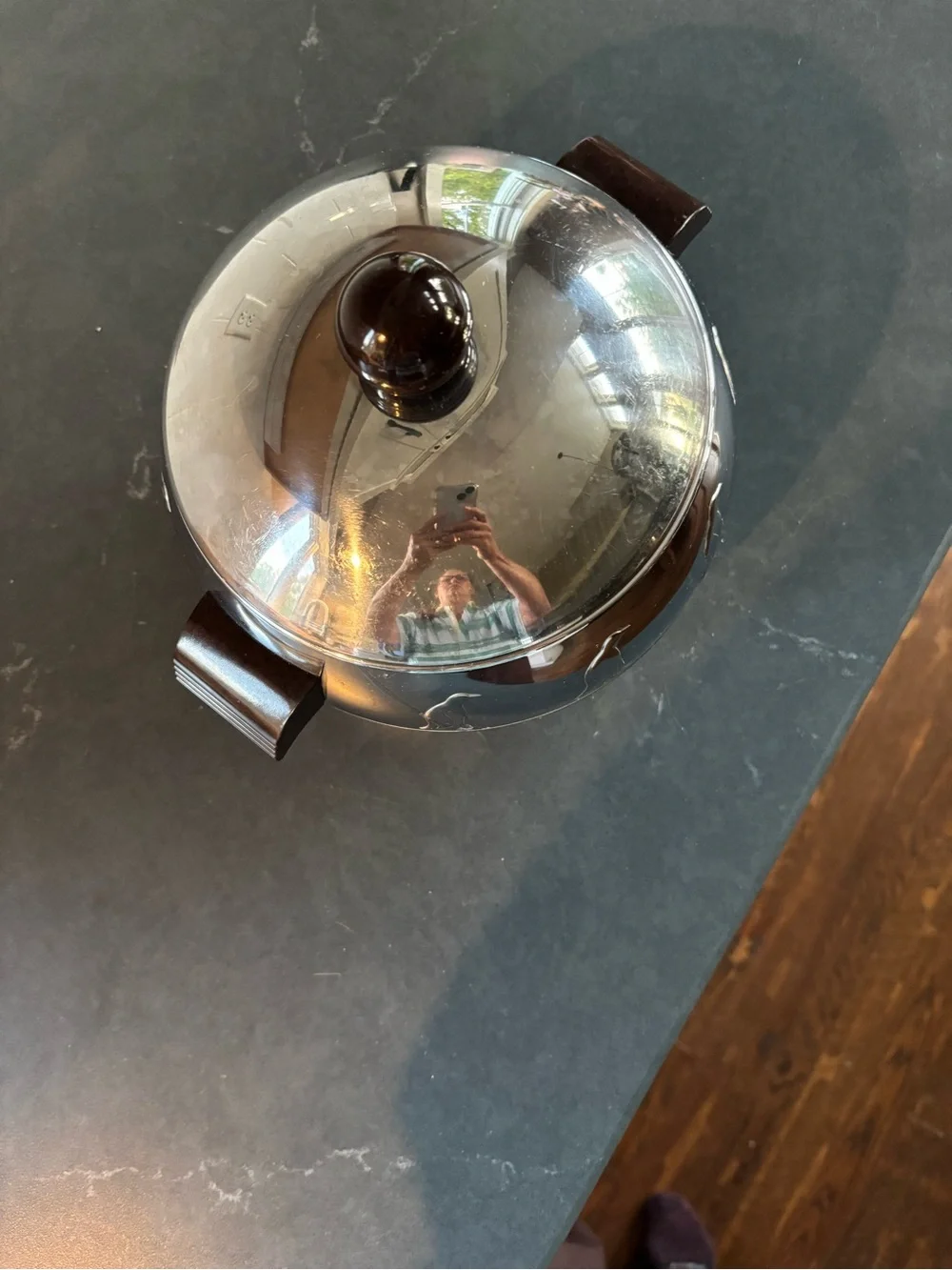 Stainless Steel Ice BuckeServing Bowl with Lid  Bakelite handles.  Penguin